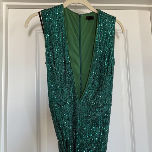 Revolve NBD Elektra Gown Party Dress Emerald Green Kelly sequins maxi sz small - Picture 6 of 16